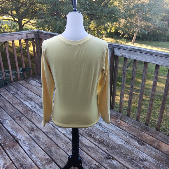 Chico's Soft Yellow Long Sleeve Top, Size 1 - Picture 3 of 4